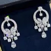 Boucles d'oreilles en peluche solide personnalisée 10k blancs femmes femmes étalons à l'eau Drop Wassanite diamants diamants anniversaire de fiançailles de mariage