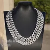 15mm 18mm 20mm Good Quality Silver 925 Iced Out Three Rows Moissanite Diamond Trendy Cuban Link Chain Necklace