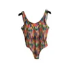 여자 수영복 디자이너 2023 여름 새로운 섹시 다채로운 v-retter 인쇄 뒤틀리스 비키니 선 스크린 스트랩 원피스 d5hj