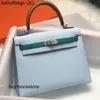 Top Cowhide Handbag Epsom Leather Genuine Leather 25cm custoized color luxury wax line stitching can make other colors39IFYTQL