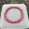 Strand 6/8/10 mm Made rosa Rosa vermelha Bracelets de pedra natural para mulheres Cura Bracelet de cristal Rios reais jóias de mão Jóias de mão