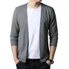 Vestes pour hommes Men Cardigan Couleur de couleur Couleur de couleur élégante Spring à manches longues élastique Open Elastic pour mince