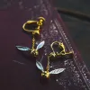 Boucles d'oreilles 925 Silver Silver HP Poters Movie Gold Snitch Wings Drop Boucles d'oreilles Tropes d'oreilles Elstuds Bijoux Cosplay Propytes Femmes Cadeaux