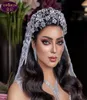 3D Flower Silver Wedding Tiara Baroque Crystal Bridal Headwear Crown Rhinestone with Wedding Jewelry Hair Accessories Diamond Brid9532040