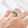 Groupes mode 8 mm titanium en acier inoxydable anneaux pour les hommes femmes à haute incrustation de coquille verte hommes promessent les anneaux de mariage bijoux de fête