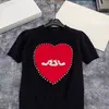 Kadınlar Kırmızı Aşk Kalp Desen Rhinestone Logo Jacuqard Örme Tasarımcı Tees SML