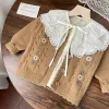 Chemises Blouses Girls Automne Shirt New Corée Pure Coton Pure Baby Bilyer Lace Lace Princess Long Mancoved Tops Simple Bouton