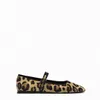 Za Autumn One Line Strap Super Move Leopard Pattern Square Headフラットシューズ浅い靴ヨーロッパとアメリカの女性靴240412