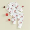 Set Mababy 03y Christmas Spädbarn Småbarn Baby Boy Girl Clothes Set Santa Print Long Sleeve Tops Pants Xmas Outfits D05