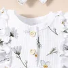 One-Pieces 2PCS Summer Baby Sleeveless Casual Style Pure Cotton Elegant Small Flower Slim Fit jumpsuit Cute Little Girl Crawling Clothes