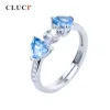 Anelli Cluci Silver 925 Anelli per donne Montaggio dell'anello perle producendo 925 anelli zirconi blu regolabili in argento sterling Gioielli SR2176SB