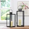 Candle Holders Iron Hanging Vintage Holder Glass Black Simple Metal Lantern Outdoor Camping Candelabra Wedding Centerpieces Party