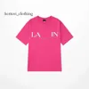 Lanvine Shirt Brand Men's T-shirts Designer Luxury Classic T Shirt Chest Letter Printed Shirt High Street Tshirts Shoe Cotton Loose Tees Hoodie 3144