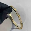 Pulseiras de jóias de ponta para carter feminino v ouro completo estreito de duas fileiras Bracelete de diamante grossa de grossa 18k Bracelet de luxo de ouro rosa original 1: 1 com logotipo real