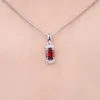 Pendenti gioielli di gioielleria ovale rossa naturale granato 925 ciondolo in argento sterling per donne gioielli collana di pietre preziose senza catena