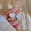 Stud Earrings Korean Style Transparent White Love For Women Sweet Fashion Acrylic Resin Peach Heart Jewelry Gift