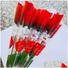 Blume Simation Dekorative Kränze Blumen einzelner roter Rosen Cartoon Bär mit einem herzschöpften Aufkleber Valentinstag Geschenk Mütter wir dhyaw