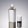 Storage Bottles 15ml 30ml 50ml Elegant Square Shape Acrylic Bottle Jar Lotion Pump Pearl White Rose Gold 30g 50g Cream