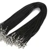 Colliers pendants 100 pcs lot en vrac 1-2 mm en cuir noir en cuir corde de serpent chaîne de corde