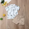 Vêtements Ensembles d'été Enfants Vêtements Baby Boy Coconut Tree Imprimé Short Shirt Couleur Couleur Solie Kid Toddler Boys tenue