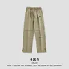 Calça masculina masculino de verão casual calça alta tendência de rua larga lençadela ladrilho unissex paratrooper moda marks homens