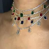 Bling lodowane łańcuchy Naszyjniki projektant Kobiety Kryształowy Rhineston Rekreton