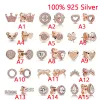 Boucles d'oreilles 925 Boucles d'oreilles en argent sterling pour femmes rose rose lion lion cow-bink couronne d'origine bijoux de bricolage cadeau de mariage