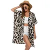 Leopard Print Beach Rock Sonnenschutzhemd Frauen Bluse bedruckte Chiffon Strickjacke Lady Seaside Urlaub Fashion Freizeit Freizeit