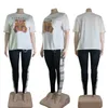 Kvinnors tvådelade byxor Designer JB2894 Stor sommar- och höstny mode Casual Short Sleeved Set 1ZA3