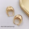 Brincos Miqiao Real 18k Brincos de ouro para mulheres AU750 Minimalista de moda Fine Jewelry Presentes Novos Brincos de argola de ouro Estilo