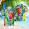 Camicie casual da uomo pappagallo tropicale camicia da spiaggia stampato 3d animale da fiori hawaian per uomini vestiti vacanza camicetta psittacine uccelli top