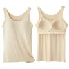 Camisoles & Tanks Women's Padded With Built In Bra Slim Fit Tank Tops Soft And Comfortable Ladies' Vests (White/Gray/Black/Skin/Pink)