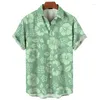 Mäns casual skjortor färgglada 3D -tryckta växter blomma hawaiian skjorta män sommar mode korta ärmar coola street -knappen lapel blus toppar