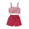 Ensembles de vêtements en bas âge pour bébé pour bébés filles à bande florale à bande florale à rayures gilettes Solides sur les bouts solides, votre chauffeur est arrivé