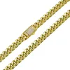 6-14 mm Edelstahl Miami Cuban Chain Halskette Armband 14K Gold plattiert