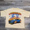 Herr t-skjortor 2024summer amerikansk retro överdimensionerad t-shirt y2k harajuku tecknad tryck trendig kortärmad män hip-hop gata lös casual