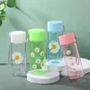 Su Şişeleri Renkli Daisy Şeffaf Plastik Bardak Halat Buzlu Kız Kawaii İçecek Şişe Çay Mugu