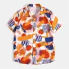Мужские повседневные рубашки красочная живопись 3D Принт гавайской рубашка уличная одежда летние коротки