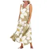 Casual Dresses Summer Dress for Women Printed Bekväm ärmlös bomull med Pocket Fashionable 2024