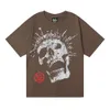 Men's T-shirts Trendy Hellstar Skull Rose Print High Quality Double Yarn Casual Short Sleeved T-shirt for Men and Women
