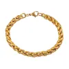 Beaded Waterproof Stainless Steel Wheat Chains Armband Guldfärg Högkvalitativ smycken för män och kvinnor i olika färger 240423