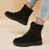 Boots 2024 Warm Black Snow Women Faux Suede Long Plush Ankle Woman Super Size 43 Winter Thicken Fur Padded Botas Mujer