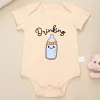 One-Pieces Drinking Buddies Funny Twin Baby Onesies Summer Cotton Newborn Boys Girls Clothes Pajamas Short Sleeve Comzy Infant Outfits