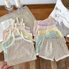 Clothing Sets 2024 Summer Baby Girl Clothes Plaid Infant Cotton Sling Tops Shorts Two Pieces Suit Toddler Casual Camisole Outfits