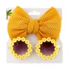 Elastic Nylon Baby Band Daisy com óculos de sol Flower Bohemia Beach Seaside Sunglasses Kids Puff Bow Headwear