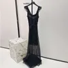 レディースドレスUSAファッションブランドブラックシルクホワイトドットパターン収集ウエストスリップドレス