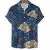 Camisas casuais masculinas impressam 3D Prind étnica Totem Floral Hawaiian Camisa Homem de verão Férias de manga curta Botão Tops Blusa da lapela da praia