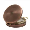 Compass High Quality Bronze flip cover compass orientation metal pocket watch Compass Outdoor Camping Activities Hiking Nautical