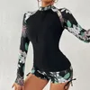 Female Swimsuit With Long Sleeves Swimwear Sports Surfing Tankini Set Beachwear Two-Piece Bathing Suits Pool Women Swimming Suit 240424