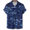 Camisas casuais masculinas impressam 3D Prind étnica Totem Floral Hawaiian Camisa Homem de verão Férias de manga curta Botão Tops Blusa da lapela da praia
